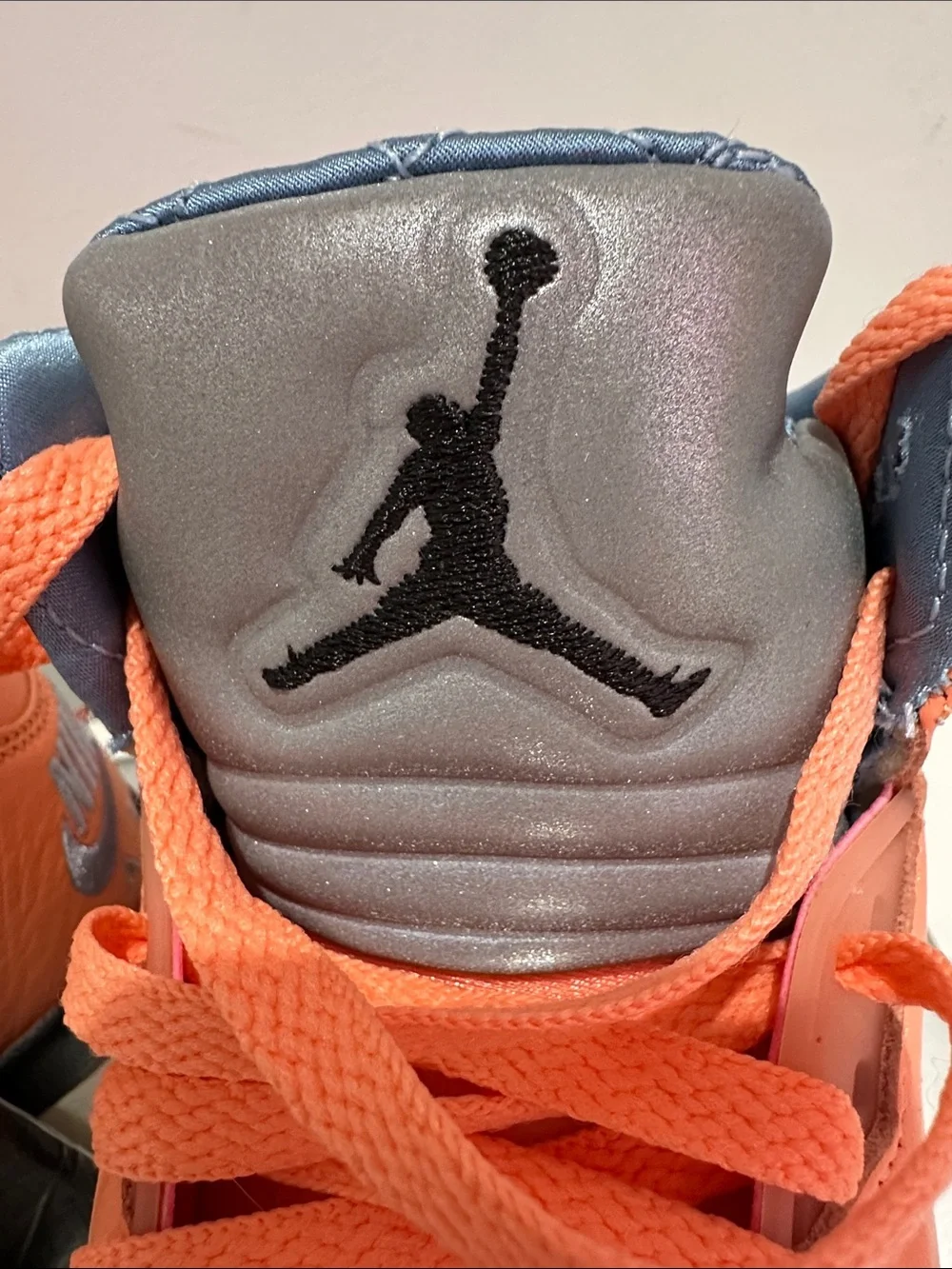 Jordan Retro 5 DJ Khalid  High-Top Sneakers in Coral Orange with Silver Tongue